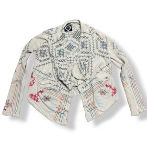 Biya Johnny Was Embroidered Cardigan Sweater Duster XS Tribal Boho Festival JWLA